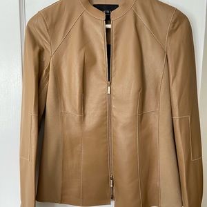 Lafayette leather blazer with white top stitch.